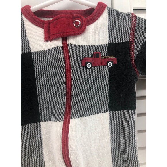 Lazy one size 12M  plaid holiday Union suit zip up - Picture 2 of 5